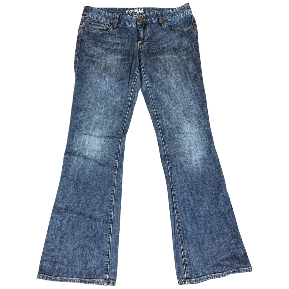 Express‎ Jeans Women's 10 Blue Dark Wash Low Rise Stella Boot Cut Jeans 31x30